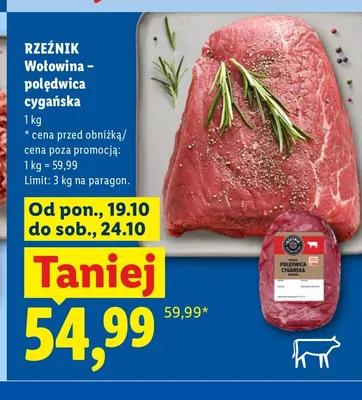 Wołowina polędwica cygańska Rzeźnik promocja w Lidl