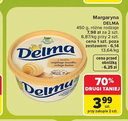 Margaryna Delma o smaku wiejskiego masełka promocja w Carrefour Market