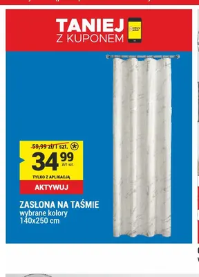 Zasłona na taśmie 140x250 cm promocja w Merkury Market