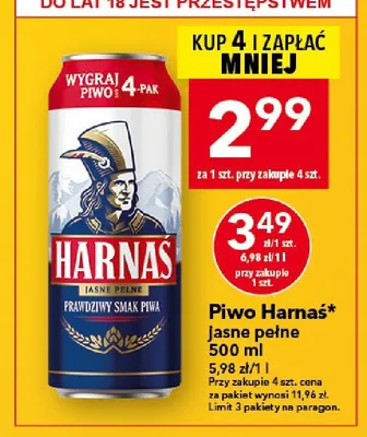 Piwo Harnaś jasne pełne promocja w LEWIATAN