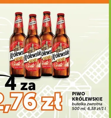 Piwo Królewskie Jasne Pełne 4-pak 500 ml promocja w Groszek