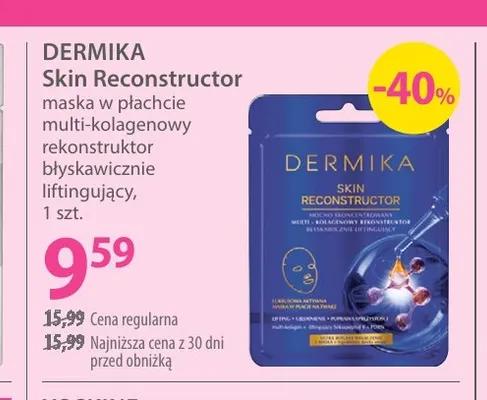 Skin Reconstructor maska w płachcie multi-kolagenowy rekonstruktor błyskawicznie liftingujący Dermika promocja w Hebe