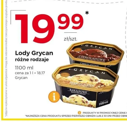 Lody czekoladowe Grycan promocja w Frac