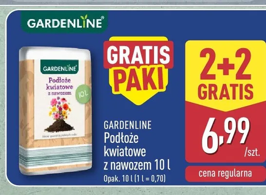 Podłoże kwiatowe z nawozem Gardenline promocja w Aldi
