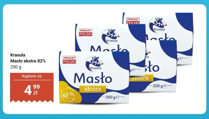 Masło ekstra 82% Krasula promocja w Dino