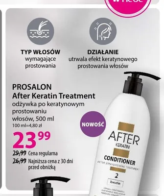 Odżywka do włosów Prosalon After Keratin Treatment promocja w Hebe