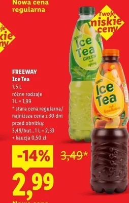 Napój Freeway Ice Tea Peach promocja w Lidl