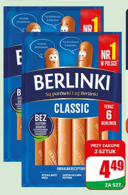 Parówki Classic Berlinki promocja w Dino