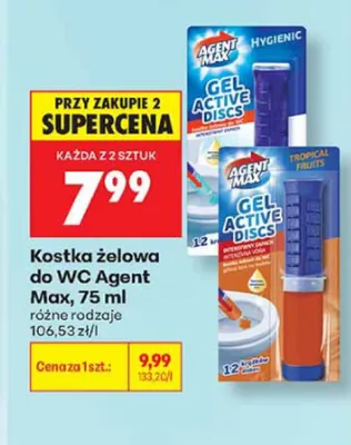 Kostka żelowa do WC Agent Max Gel Active Discs Tropical Fruits promocja w Biedronka