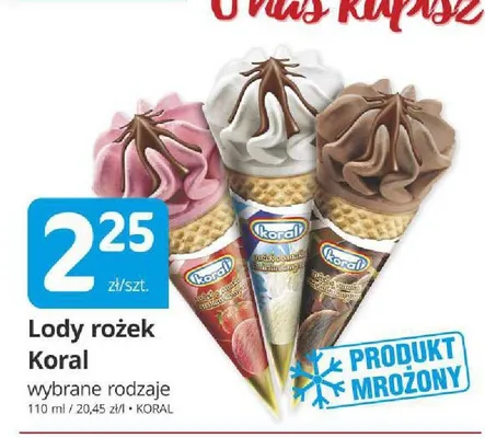 Lody rożek Koral śmietankowy promocja w Marketvita