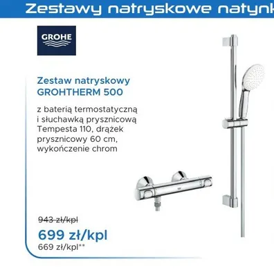 Zestaw natryskowy Grohe Grohtherm 500 promocja w Blu Salony Łazienek