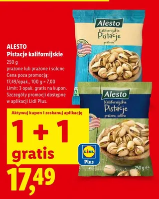 Pistacje kalifornijskie Alesto promocja w Lidl