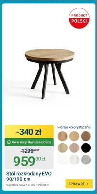 Stół rozkładany EVO promocja w ERLI