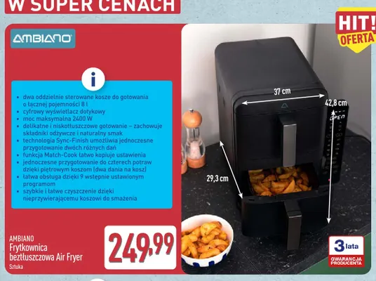 Frytkownica beztłuszczowa Ambiano promocja w Aldi