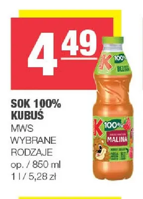 Sok Kubuś 100% promocja w SPAR