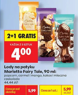 Lody na patyku Marletto Fairy Tale Carmel i Mango 90 ml promocja w Biedronka