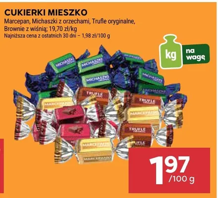 Cukierki mieszko marcepan, michaszki z orzechami, trufle oryginalne, brownie z wiśnią promocja w Stokrotka