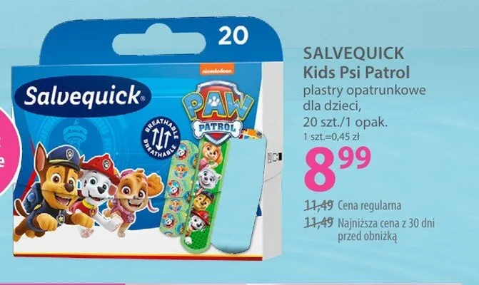 Plastry opatrunkowe dla dzieci SALVEQUICK Kids Psi Patrol promocja w Hebe