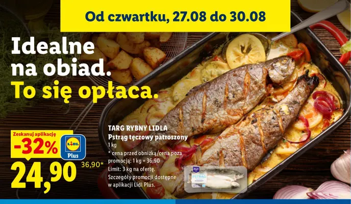 Pstrąg tęczowy patroszony Targ Rybny Lidla promocja w Lidl