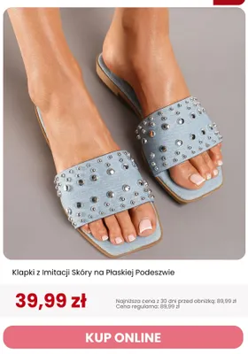 Klapki z imitacji skóry na płaskiej podeszwie Renee promocja w Renee