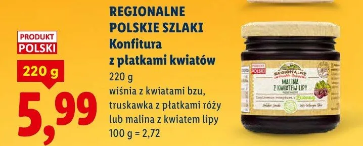 Konfitura malinowa z kwiatem lipy promocja w Lidl