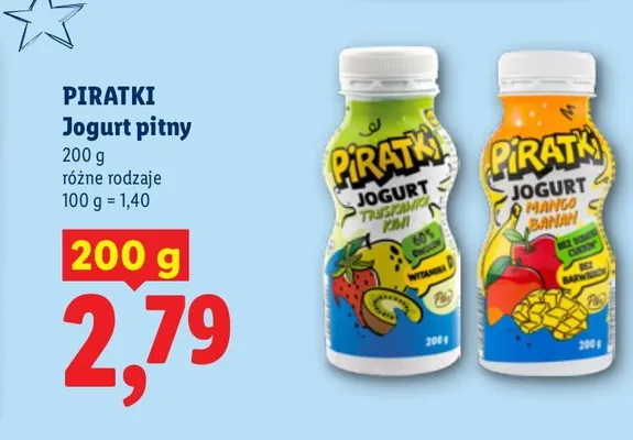 Jogurt pitny mango banan Piratki promocja w Lidl