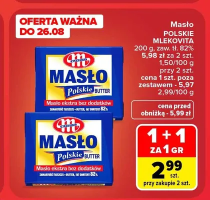 Masło ekstra Polskie Mlekovita promocja w Carrefour Market