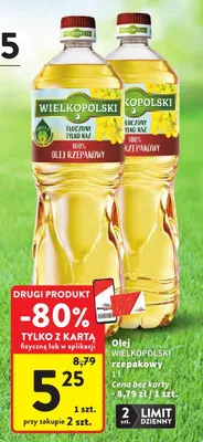 Olej rzepakowy Wielkopolski tłoczony tylko raz promocja w Intermarche