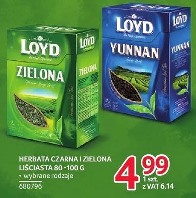 Herbata czarna i zielona Loyd liściasta różne rodzaje promocja w Selgros