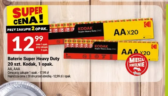 Baterie Super Heavy Duty AA Kodak 20-pak promocja w Twój Market
