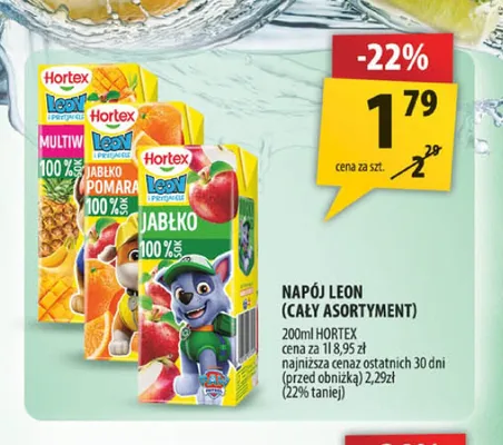 Napój Leon Hortex Jabłko promocja w Arhelan