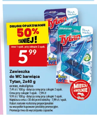 Zawieszka do WC barwiąca eukaliptus 2-pak Tytan promocja w Twój Market