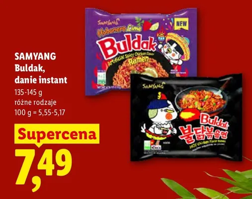 Danie instant Buldak Habanero Lime Samyang promocja w Lidl
