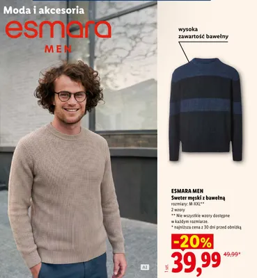 Sweter męski z bawełną promocja w Lidl