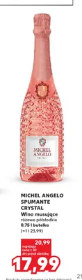 Wino musujące Michel Angelo Spumante Crystal różowe półsłodkie promocja w Kaufland