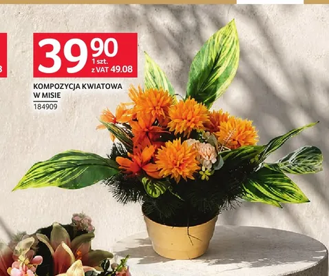 Kompozycja kwiatowa w misie promocja w Selgros