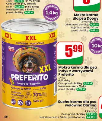 Mokra karma dla psa indyk z warzywami Preferito promocja w Dino