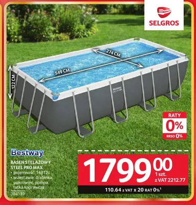 Basen stelażowy BESTWAY Steel Pro Max 14812l promocja w Selgros