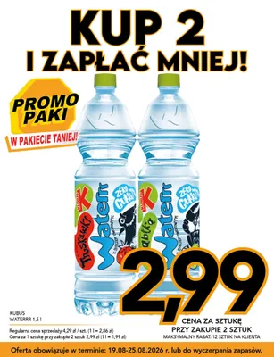 Woda smakowa Kubuś Waterrr o smaku jabłka promocja w Kupiec