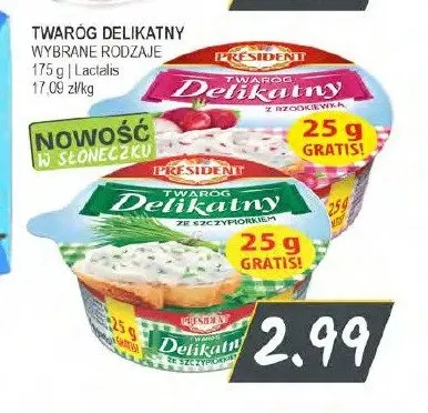 Twaróg Delikatny z rzodkiewką Président promocja w Słoneczko