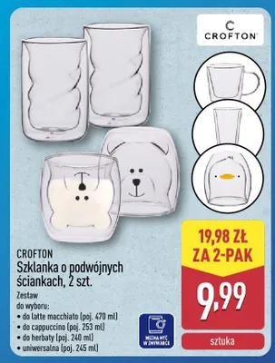 Szklanka o podwójnych ściankach, 2 szt. promocja w Aldi