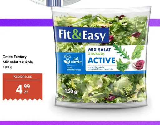 Mix sałat z rukolą Active Fit & Easy promocja w Dino