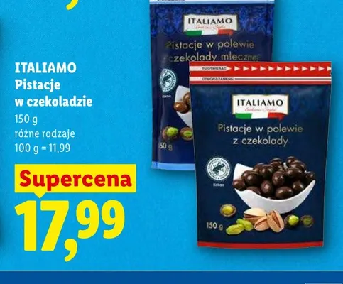 Pistacje w czekoladzie Italiamo promocja w Lidl