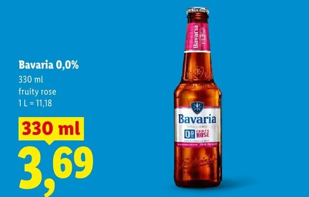Piwo bezalkoholowe Bavaria fruity rose promocja w Lidl