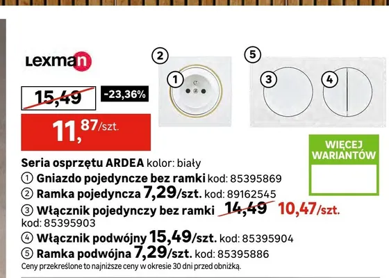 Gniazdo pojedyncze bez ramki Lexman Ardea promocja w Leroy Merlin