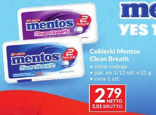 Cukierki Mentos Clean Breath różne rodzaje promocja w Makro