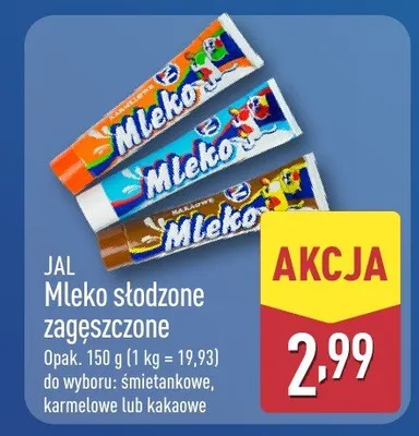Mleko słodzone zagęszczone JAL śmietankowe promocja w Aldi