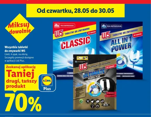 Tabletki do zmywarki W5 All in 1 Power promocja w Lidl