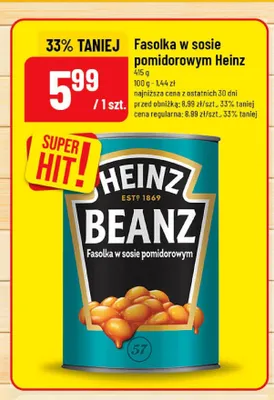 Fasolka w sosie pomidorowym Heinz Beanz promocja w POLOmarket