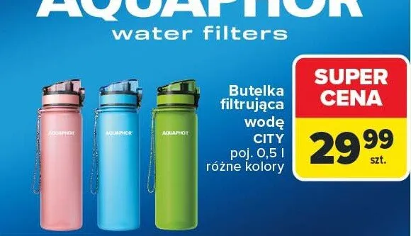Butelka filtrująca wodę CITY poj. 0.5 l różne kolory promocja w Carrefour